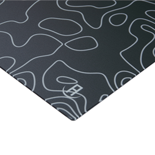 black topography glass mousepad angled view