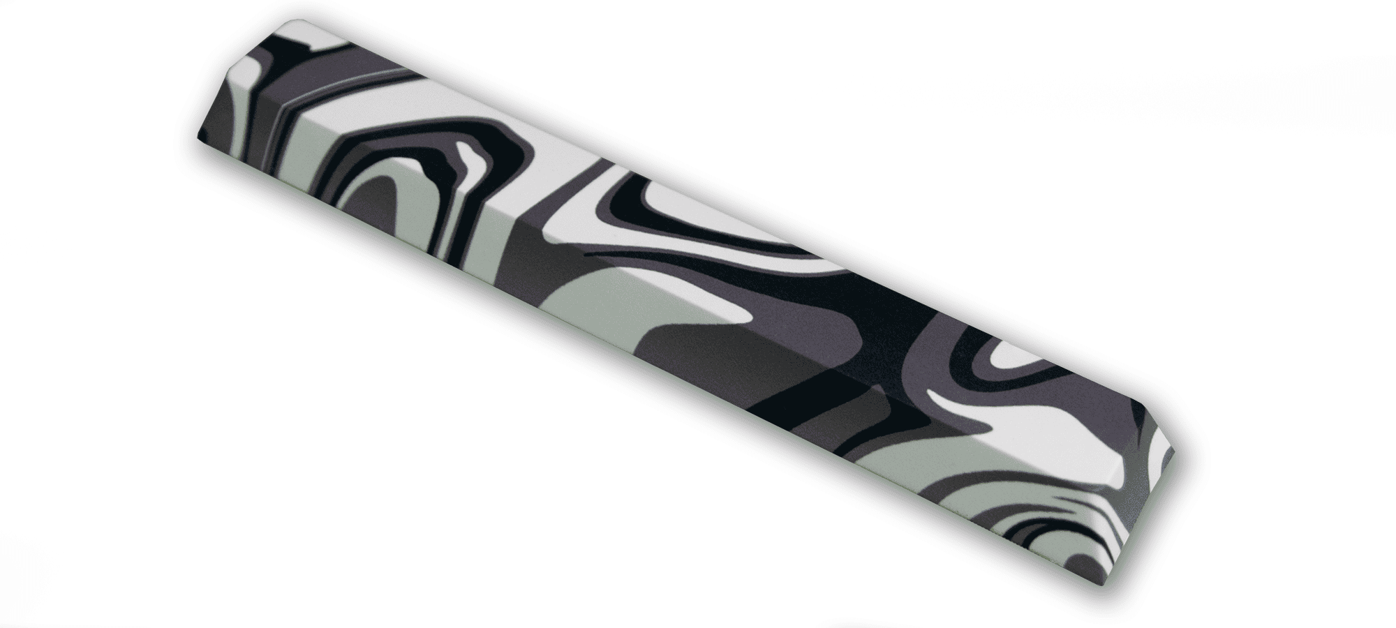 Black white and grey liquified spacebar 45 degree angle view