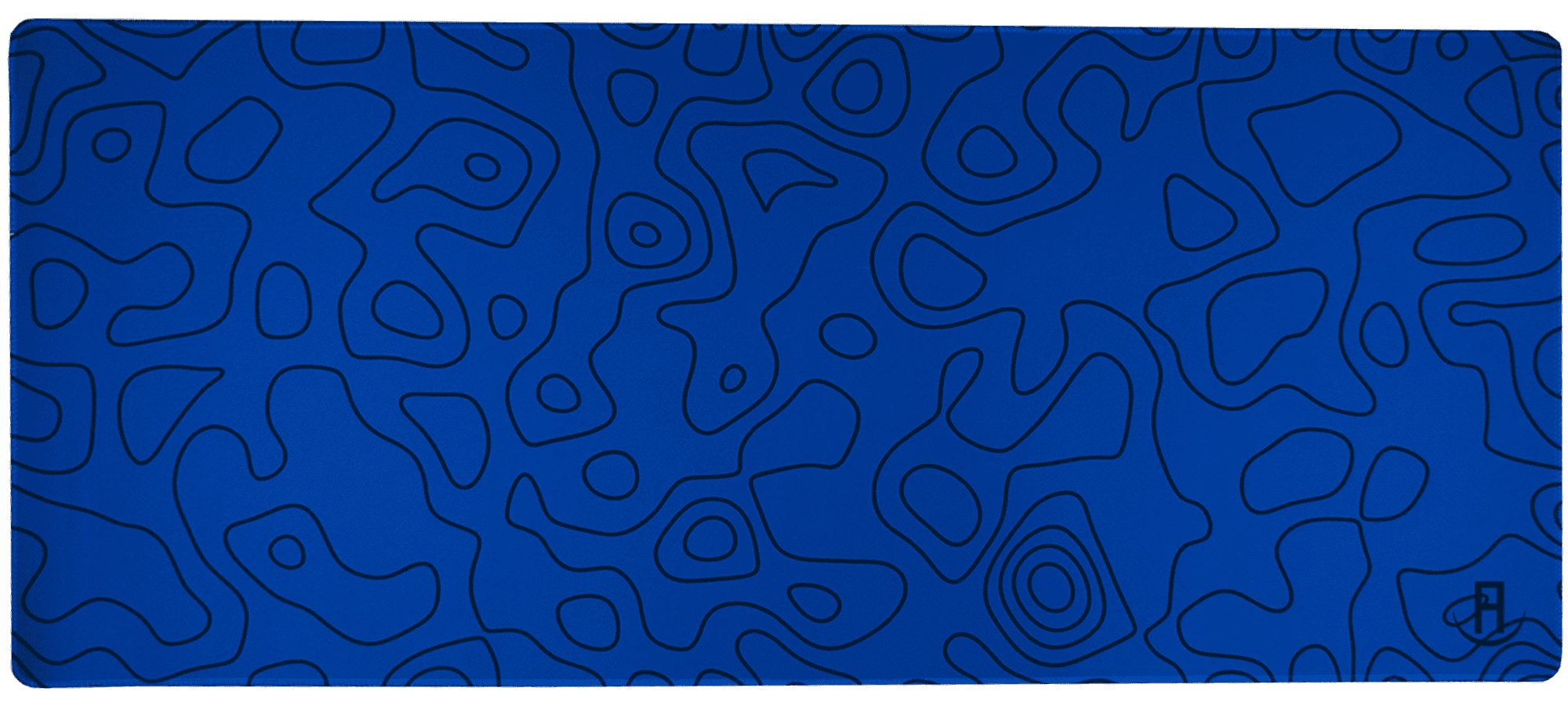 Blue topography gaming mousepad and deskpad front view