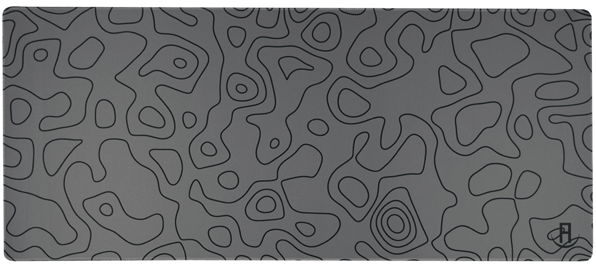 Grey or gray topography gaming deskpad and mousepad front view