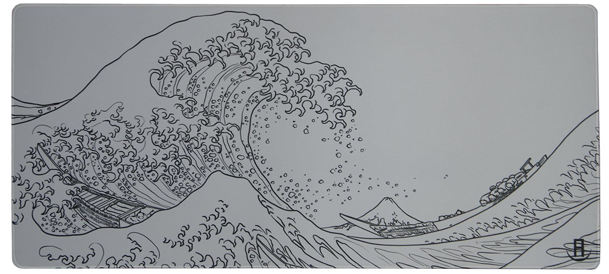 white great wave product photo deskpad which is waterproof and 4mm thick and high quality
