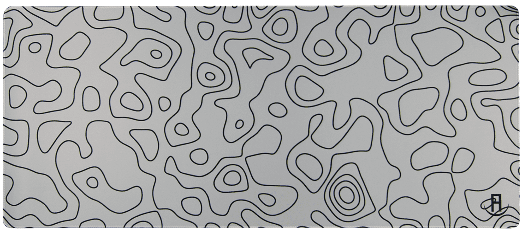 White topography gaming mousepad and deskpad front view